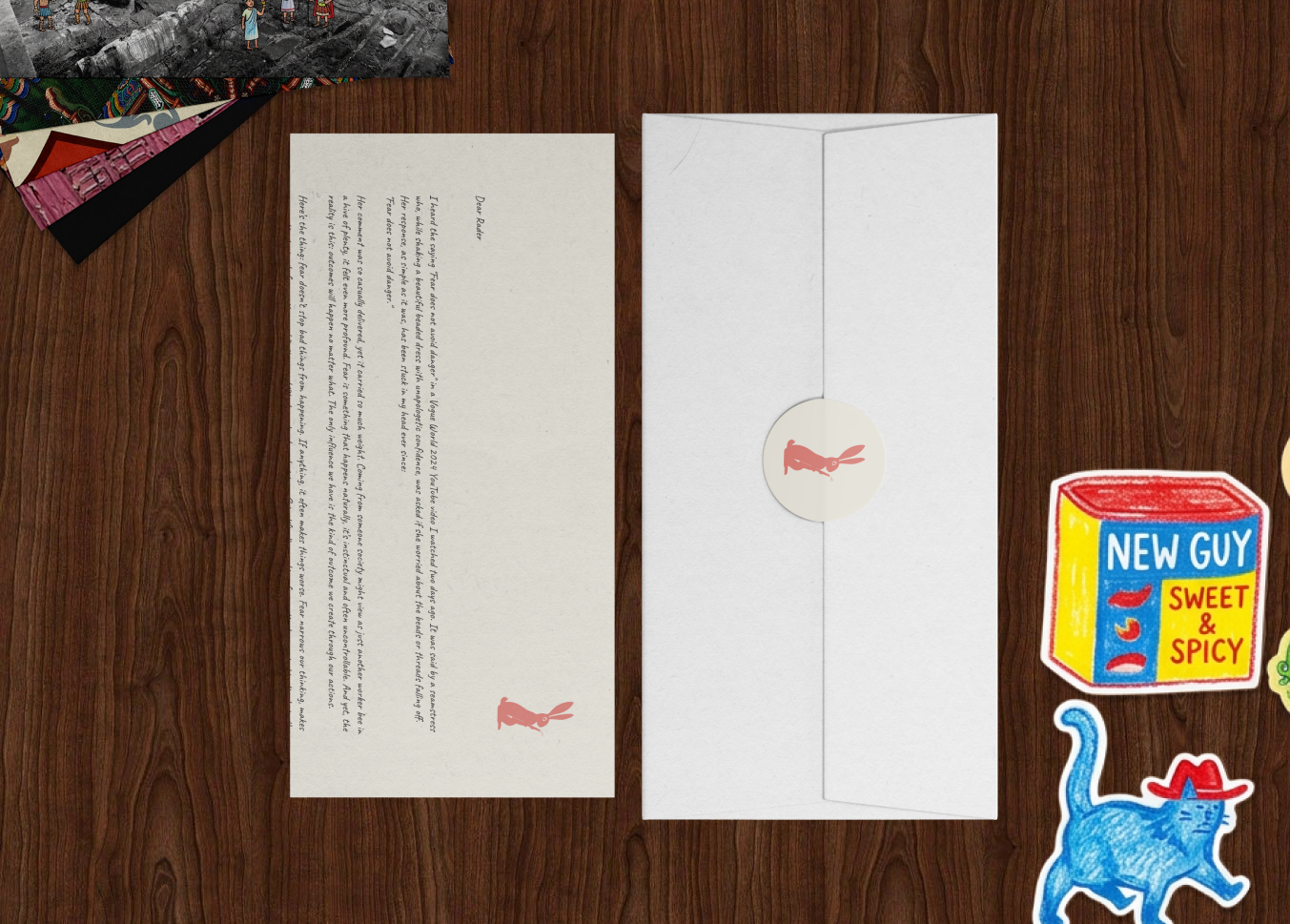 Hand-lettered correspondence in Love Le Hare subscription